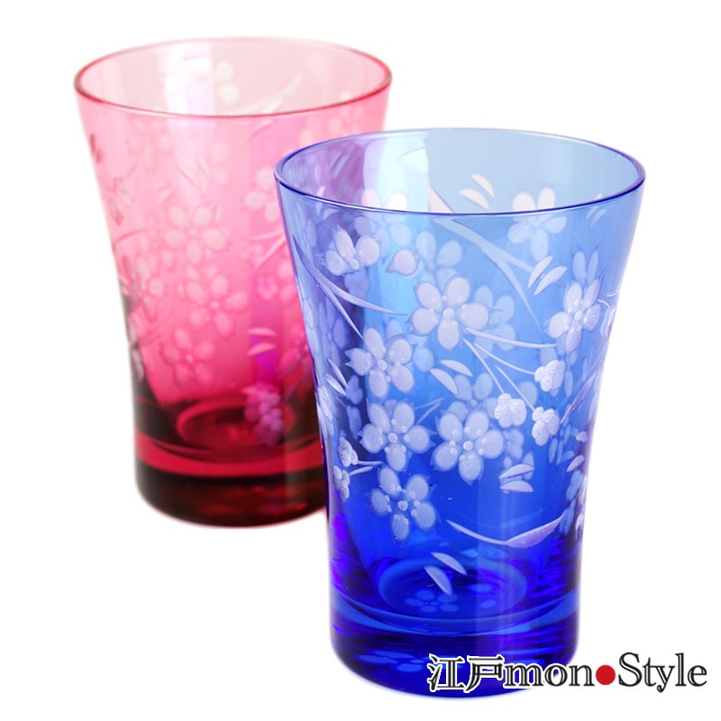 【新商品】江戸切子・花切子タンブラー(桜/金赤)をＵＰいたしました。